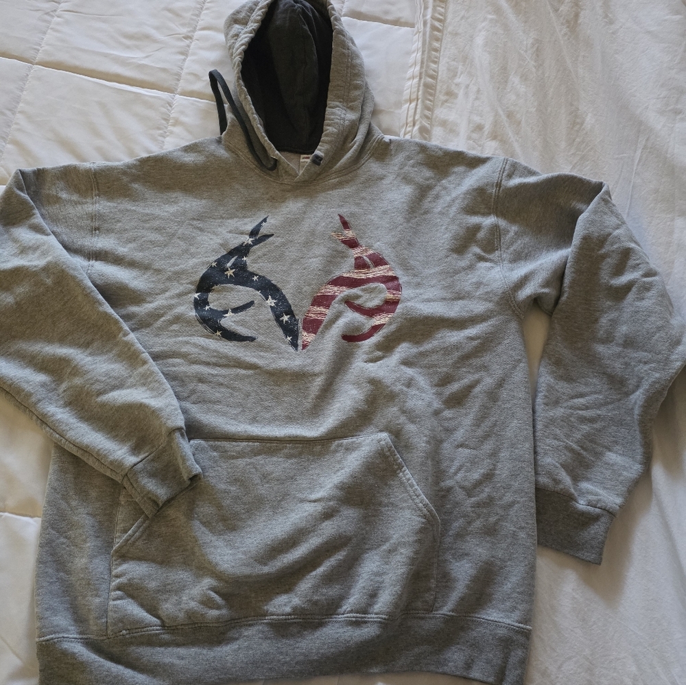 ""FRUIT OF THE LOOM Heather Gray hoodie sweatshirt L